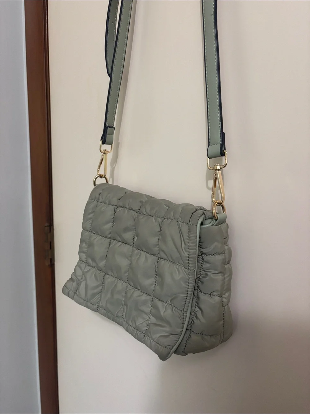 Jen & Co Quilted Sage Green Crossbody Bag with Adjustable Strap